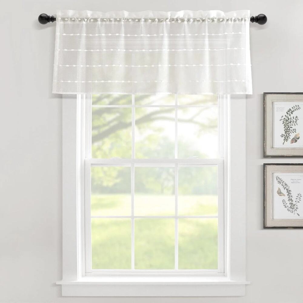 Lush Decor Farmhouse Textured Sheer Window Curtain Valance
